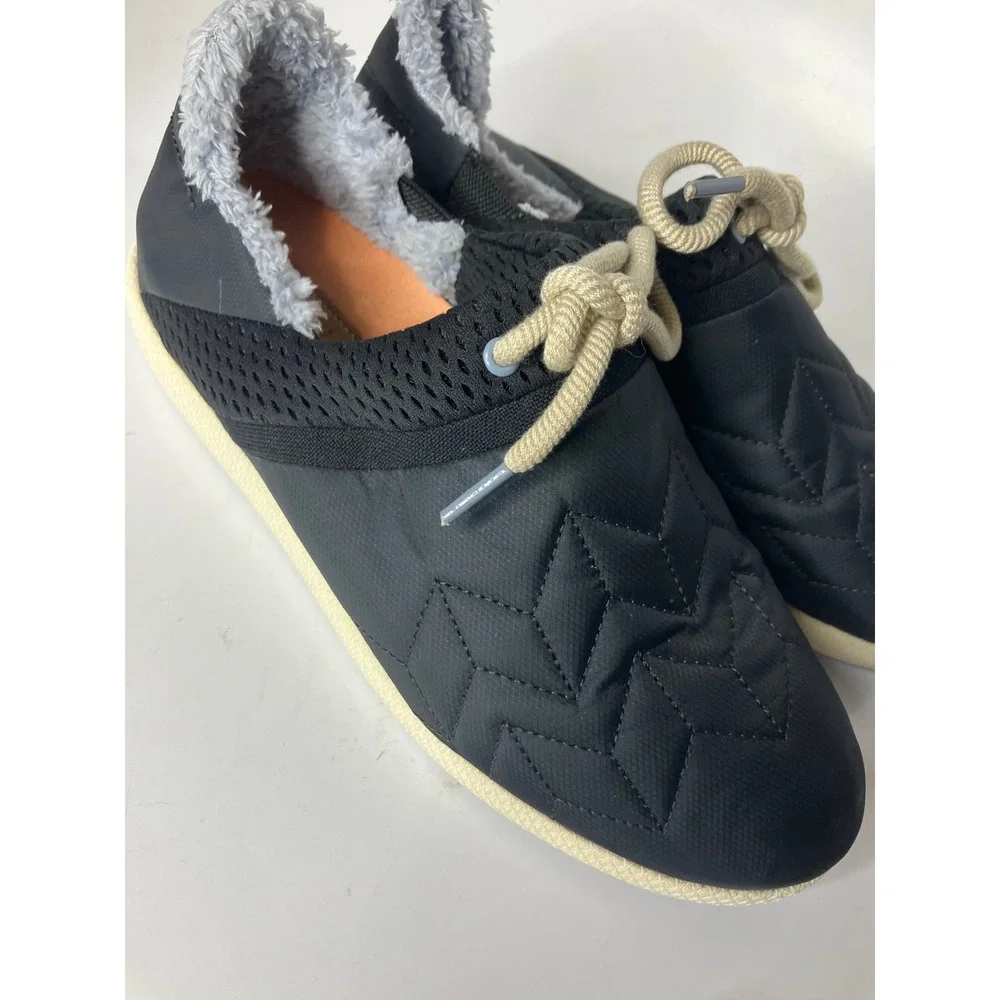 OluKai Mahiki Shoes Womens 11 Black New Quilted Faux Shearling Slip On Sneaker
